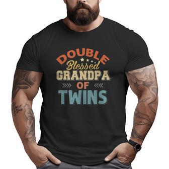 Father's Day Grandpa Tee Double Blessed Grandpa Of Twins Big and Tall Men T-shirt | Mazezy