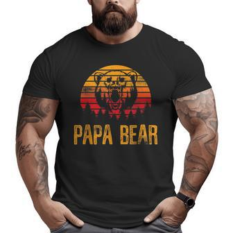 Fathers Day Papa Grandpa Distressed Papa Bear Sunset Big and Tall Men T-shirt | Mazezy