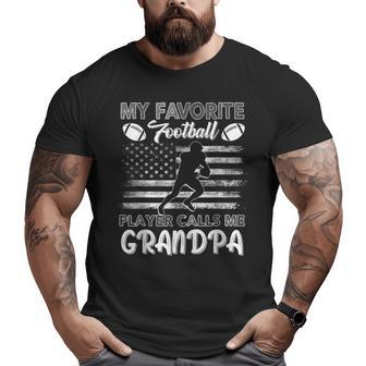 My Favorite Football Player Calls Me Grandpa Usa Flag Retro Big and Tall Men T-shirt | Mazezy