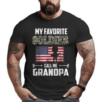My Favorite Soldier Calls Me Grandpa Proud Army Grandpa Flag Big and Tall Men T-shirt | Mazezy