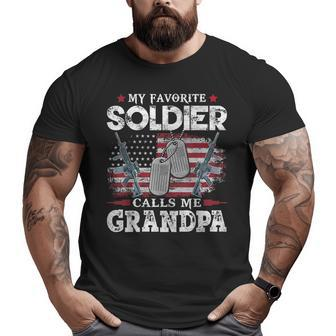 My Favorite Soldier Calls Me Grandpa Usa Flag Father Big and Tall Men T-shirt | Mazezy