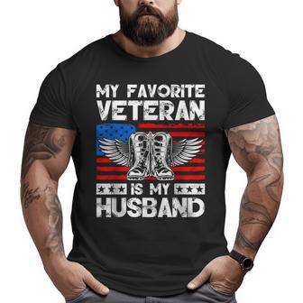 My Favorite Veteran Is My Husband American Us Flag Big and Tall Men T-shirt | Mazezy
