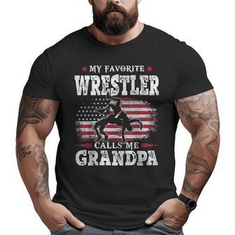 My Favorite Wrestler Calls Me Grandpa Usa Flag Father Big and Tall Men T-shirt | Mazezy