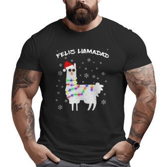 Feliz Llamadad Lama Christmas Saying Alpaca Outfit Big and Tall Men T-shirt | Mazezy