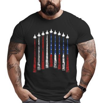 Fighter Air Plane Us Veterans Sky American Flag 4Th July Big and Tall Men T-shirt | Mazezy