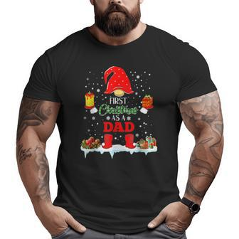 First Christmas As A Dad Father Garden Gnome Xmas 2021 Big and Tall Men T-shirt | Mazezy