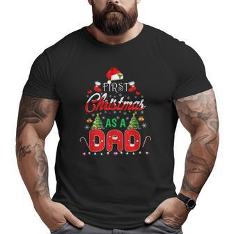 First Christmas As A Dad Santa Hat Ugly Xmas Big and Tall Men T-shirt | Mazezy