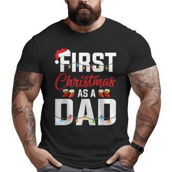 First Christmas As A Dad Xmas Lights New Dad Christmas Big and Tall Men T-shirt | Mazezy