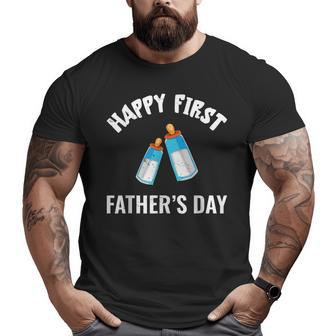 First Year Fathers Day Baby Bottles Milk Best Daddy Big and Tall Men T-shirt | Mazezy