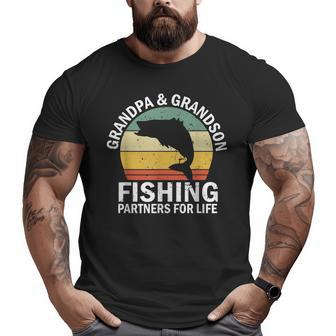 Fisherman Grandpa And Grandson Fishing Partners For Life Big and Tall Men T-shirt | Mazezy DE