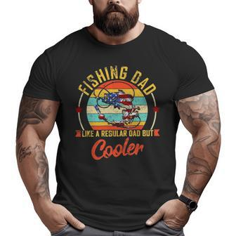 Fishing Dad Like A Regular Dad But Cooler Retro Vintage American Flag Big and Tall Men T-shirt | Mazezy
