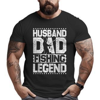 Fishing Rod Husband Dad Fishing Legend Fishing Men Big and Tall Men T-shirt | Mazezy AU