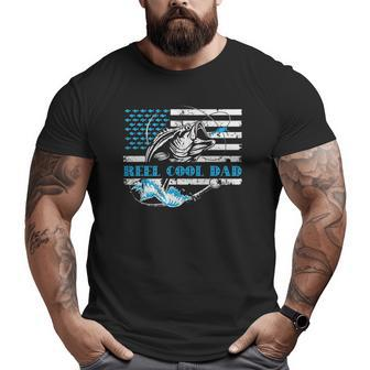 Fishing Stuff For Father's Day Reel Cool Dad American Flag Big and Tall Men T-shirt | Mazezy