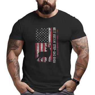 Flag Best Buckin' Step-Dad Ever Deer Hunting Father's Day Big and Tall Men T-shirt | Mazezy