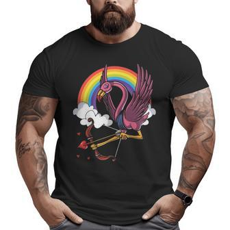Flamingo Bird Valentines Day Love Rainbow Big and Tall Men T-shirt | Mazezy