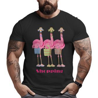 Flamingo Friends Go Shopping Big and Tall Men T-shirt | Mazezy