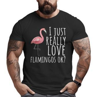 Flamingo Just Really Love Flamingos Ok Big and Tall Men T-shirt | Mazezy