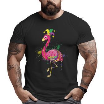 Flamingo Mardi Gras Beads Big and Tall Men T-shirt | Mazezy