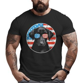 Fourth Of July Dog American Flag July 4Th Labrador Retriever Big and Tall Men T-shirt | Mazezy