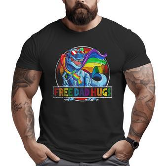 Free Dad Hugs Dinosaur Rex Daddy Lgbt Pride Rainbow Big and Tall Men T-shirt | Mazezy