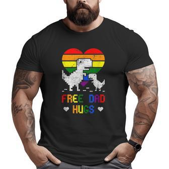 Free Dad Hugs Dinosaur Trex Dino Lgbtq Pride Rex Rainbow Big and Tall Men T-shirt | Mazezy