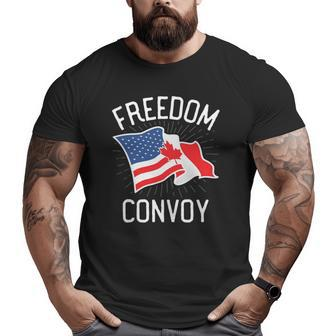 Freedom Convoy 2022 Let's Go Truckers Us America Canada Flag Big and Tall Men T-shirt | Mazezy