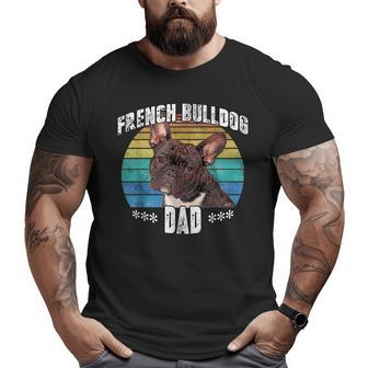 French Bulldog Frenchie Brindle Dad Daddy Fathers Day Big and Tall Men T-shirt | Mazezy