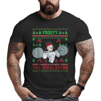 Frosty The Swoleman Ugly Christmas Sweater Snowman Gym Big and Tall Men T-shirt | Mazezy