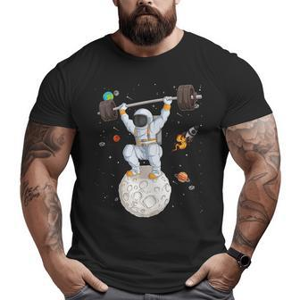 Astronaut Space Weightlifting Fitness Gym Workout Men Big and Tall Men T-shirt | Mazezy CA