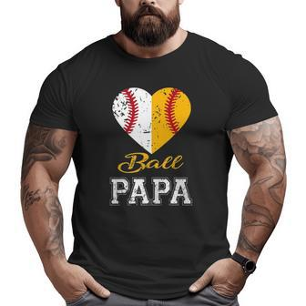 Baseball Papa Ball Papa Softball Men Big and Tall Men T-shirt | Mazezy