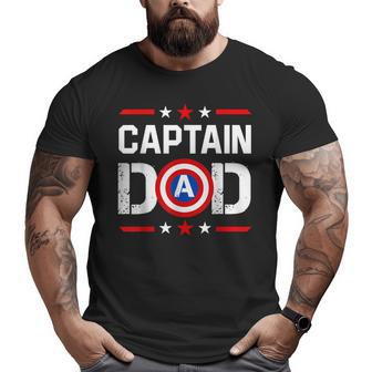 Captain Dad Superhero Daddy Fathers Day For Mens Dad Big and Tall Men T-shirt | Mazezy