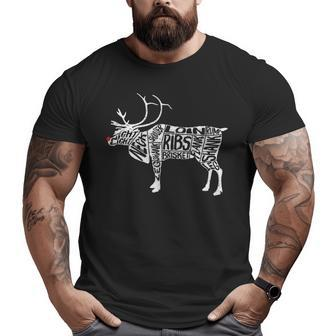 Deer Hunters Cuts Meat Rudolph Reindeer Big and Tall Men T-shirt | Mazezy