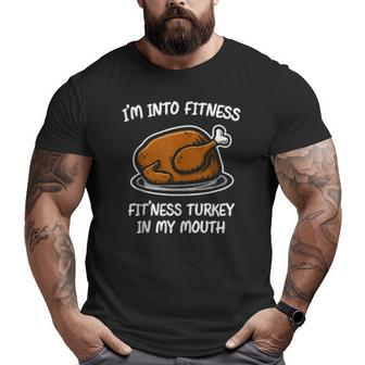 Fitness Gym Humorous Thanksgiving Christmas Turkey Big and Tall Men T-shirt | Mazezy
