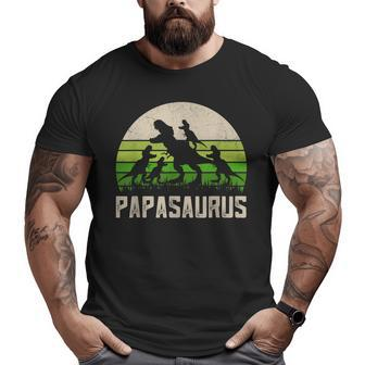 Grandpa Papasaurus Dinosaur 4 Kids Fathers Day Big and Tall Men T-shirt | Mazezy