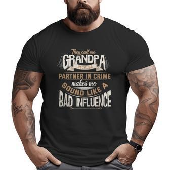 Grandpa Partner In Crime Phrase Granddad Humor Big and Tall Men T-shirt | Mazezy