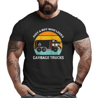 Just A Boy Who Loves Garbage Trucks Kids Gargabe Truck Big and Tall Men T-shirt | Mazezy