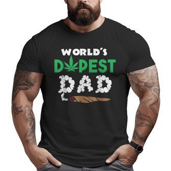 Marijuana Leaf World's Dopest Dad Weed Cannabis Big and Tall Men T-shirt | Mazezy