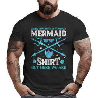 Mermaid For Papa Dad Grandpa Big Brother Swimmer Big and Tall Men T-shirt | Mazezy