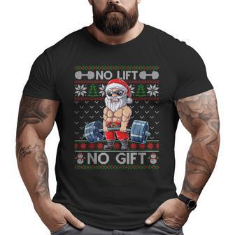 Muscle Santa Lifting Christmas Ugly Christmas Sweater Big and Tall Men T-shirt | Mazezy