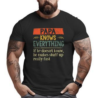 Papa Knows Everything If He Doesn't Know Father's Day Big and Tall Men T-shirt | Mazezy UK