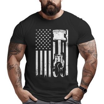 Piston Cool Muscle American Flag Car Enthusiast Big and Tall Men T-shirt | Mazezy
