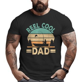 Reel Cool Dad Fishing Fisherman Retro Fish Father Papa Big and Tall Men T-shirt | Mazezy