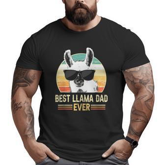 Retro Best Llama Dad Ever Tee Alpaca With Sunglasses Big and Tall Men T-shirt | Mazezy