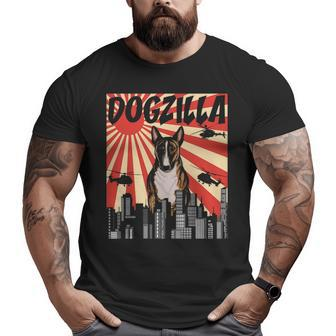 Retro Japanese Dogzilla Miniature Bull Terrier Big and Tall Men T-shirt | Mazezy