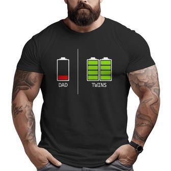 Tired Dad Low Battery Dad Of Twins For Men Daddy Big and Tall Men T-shirt | Mazezy