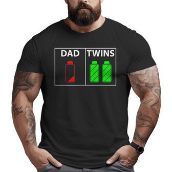 Twin Dad Low Battery Power Twins Father's Day Big and Tall Men T-shirt | Mazezy