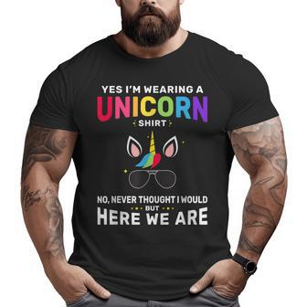 Unicorn For Dad Grandpa Brother Men Christmas Big and Tall Men T-shirt | Mazezy