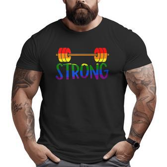 Gay Pride Strong Gym Rainbow Barbell Big and Tall Men T-shirt | Mazezy