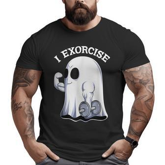 Ghost I Exorcise Gym Exercise Workout Spooky Halloween Big and Tall Men T-shirt | Mazezy UK