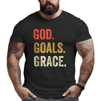 God Goals Grace Christian Workout Fitness Gym Big and Tall Men T-shirt | Mazezy